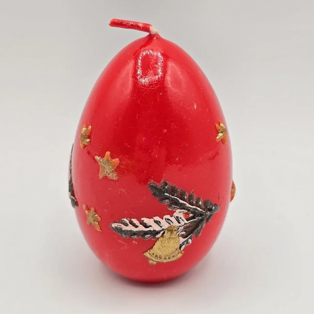Vintage candle Easter Egg Christmas Candle Raised Design Unused Western Germany‎